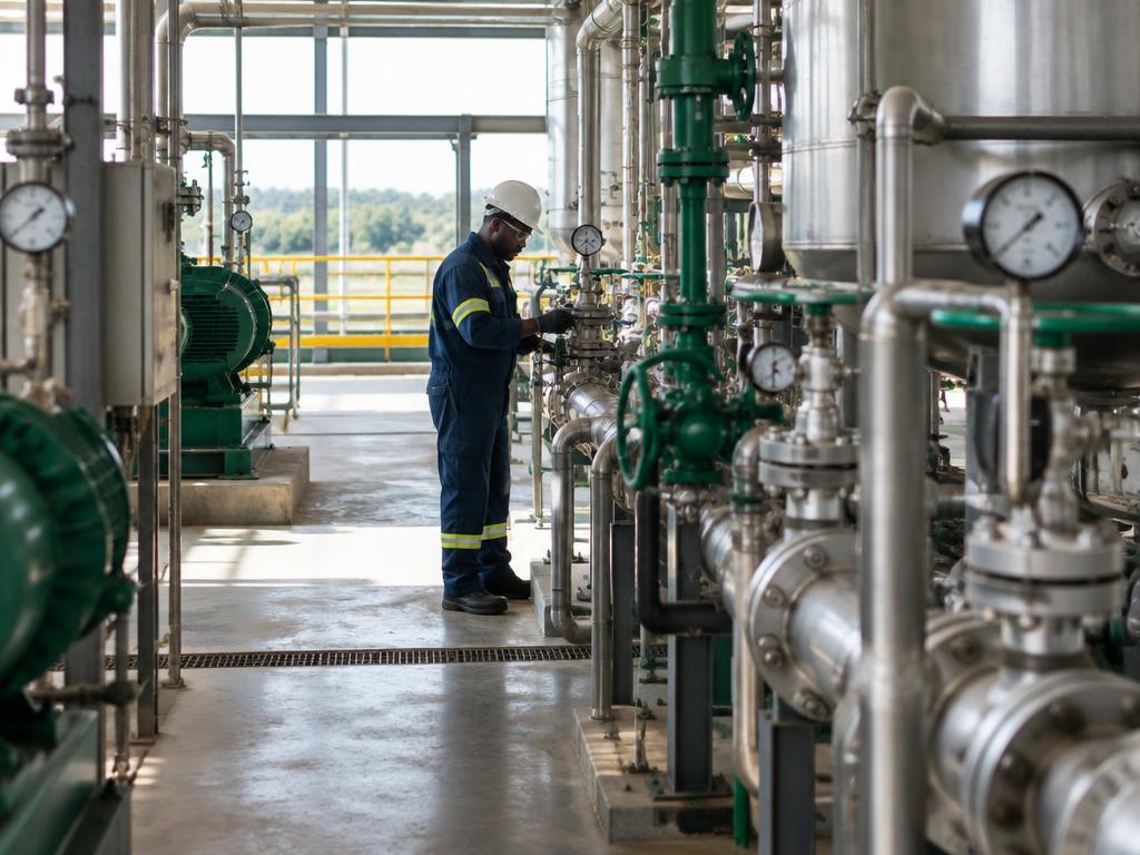 Maintenance professional working inside a process plant